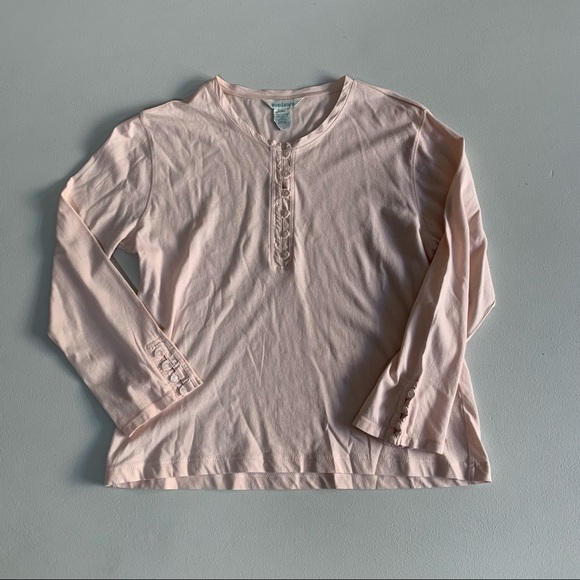Sundance Pink Cotton Henley Shirt 3/4 Sleeve - Button Cuff Women's Size Medium - Picture 8 of 8
